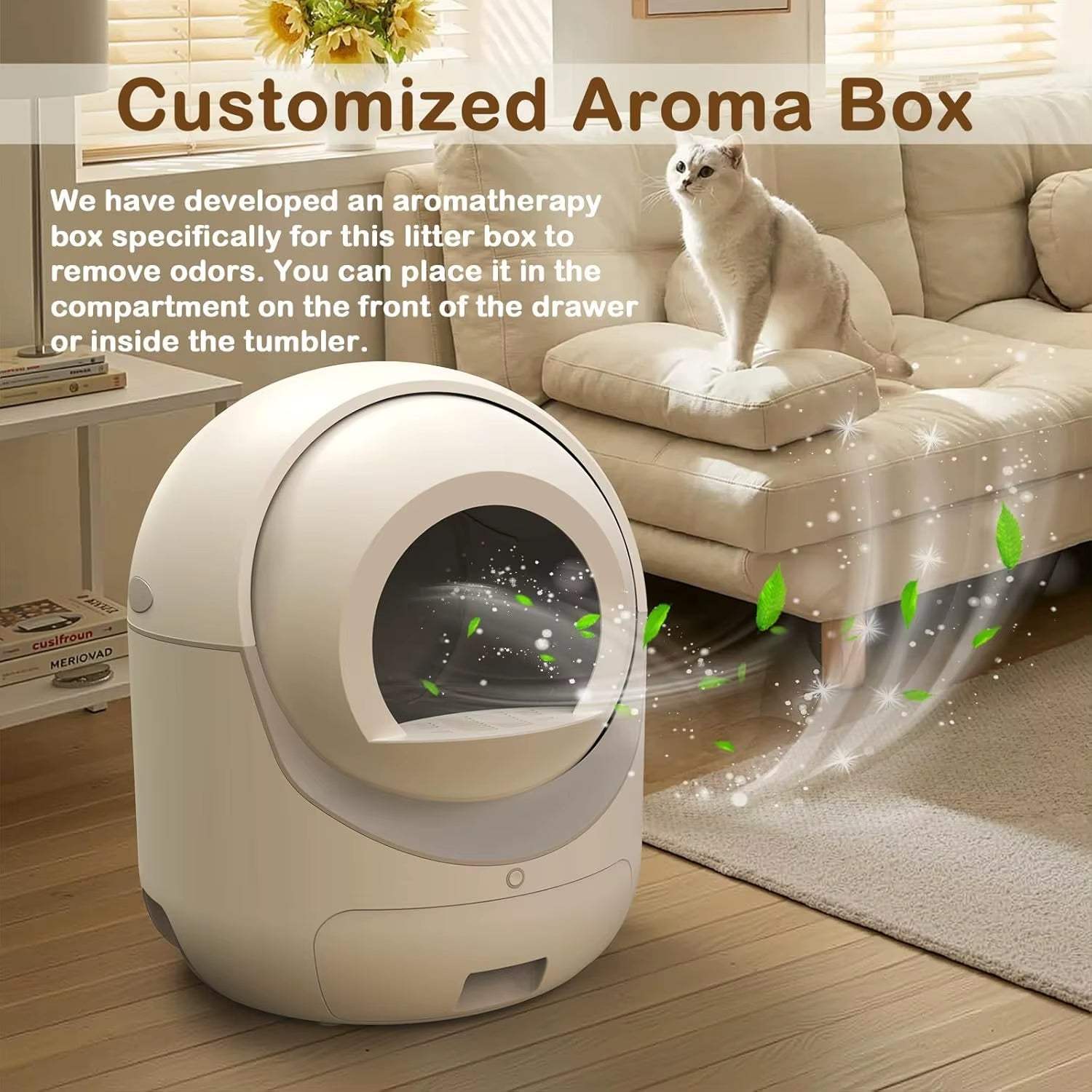 Self Cleaning Cat Litter Box with APP Control, Automatic Liiter Box for Multiple Cats, Quiet Operation, Large, Customized