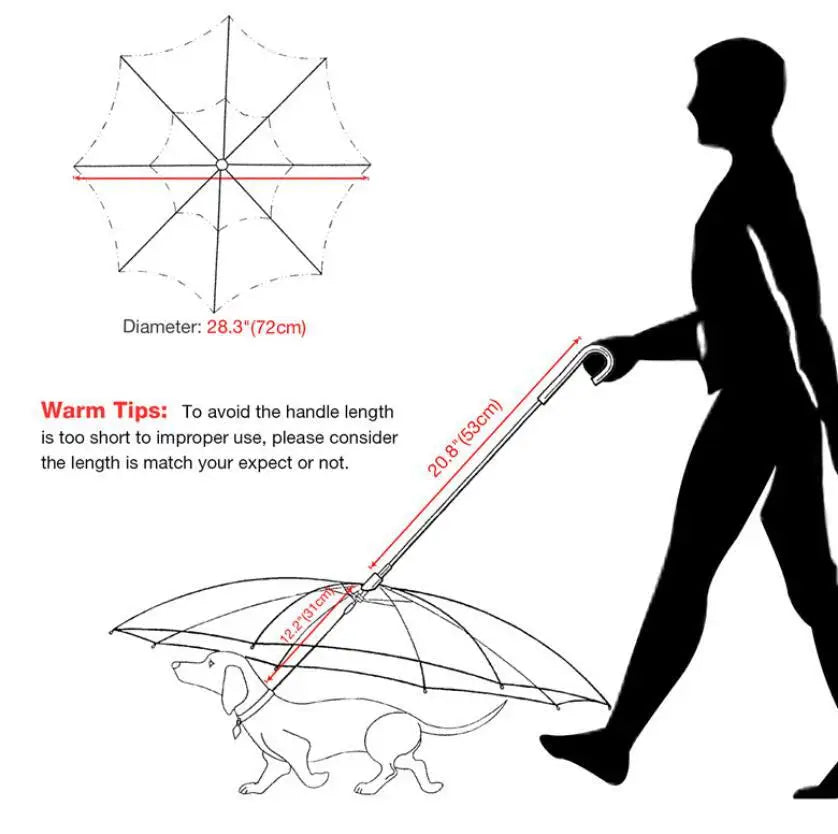 Multi Functional Pet Leash Transparent Dog Umbrella Detachable Rainy Day Dog Walking Umbrella Leash Small Pet Leash