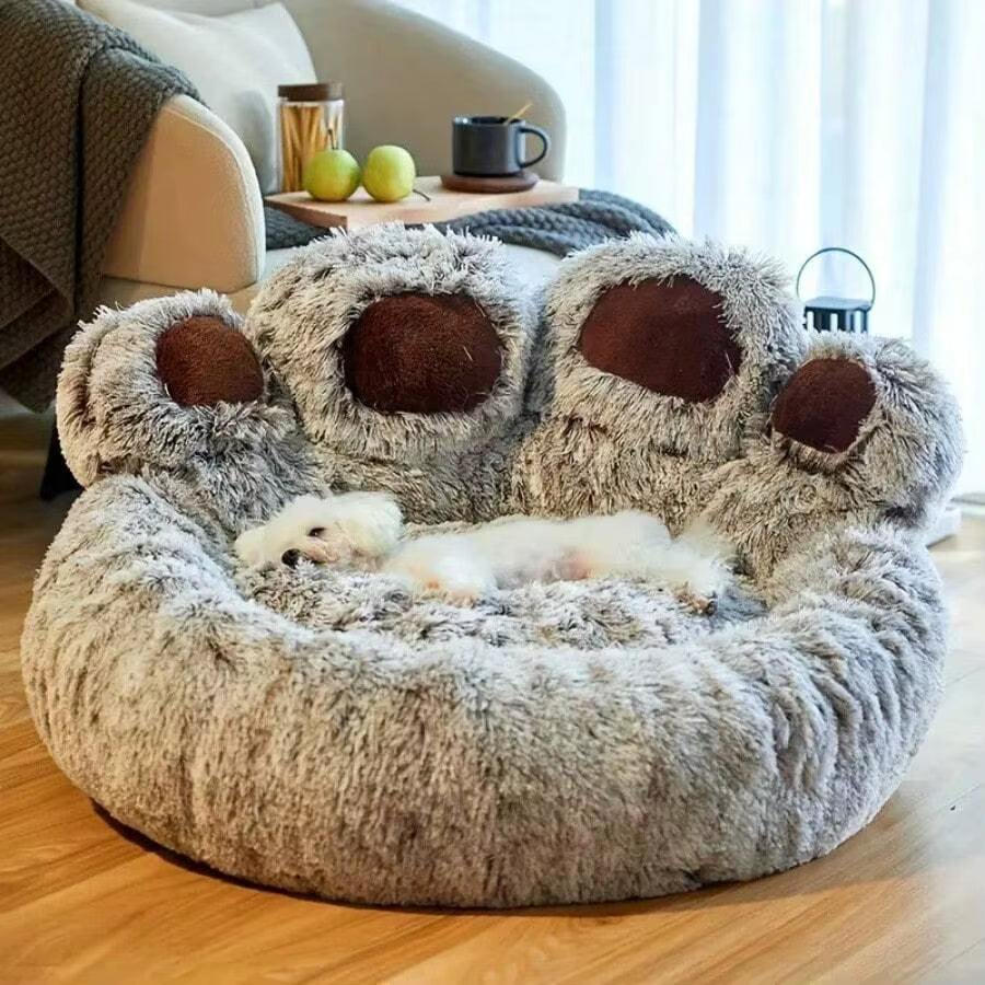 Winter Hot Cute Bear Paw Shaped Pet Bed,Warm and Comfortable Soft Dog round Bed.