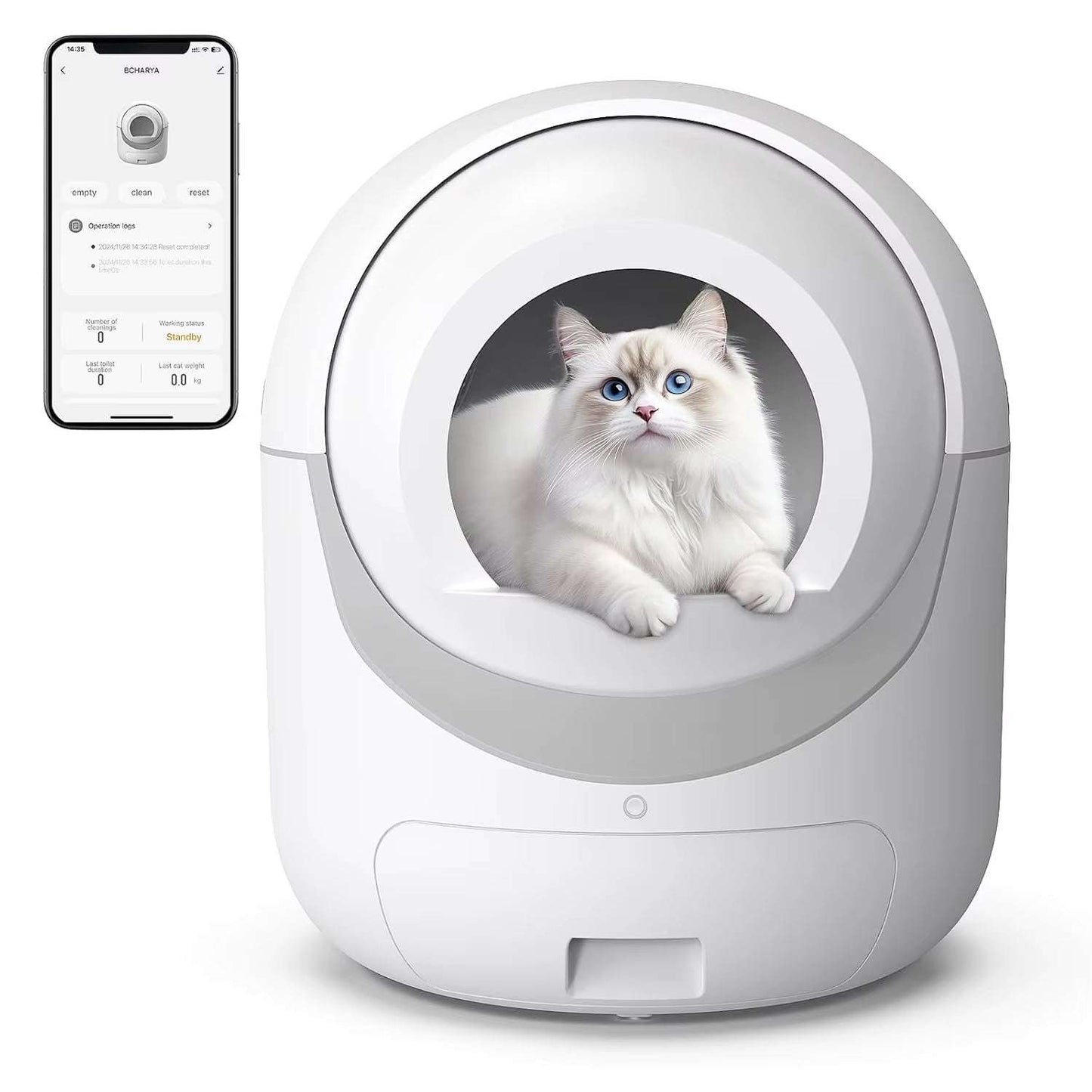 Self Cleaning Cat Litter Box with APP Control, Automatic Liiter Box for Multiple Cats, Quiet Operation, Large, Customized