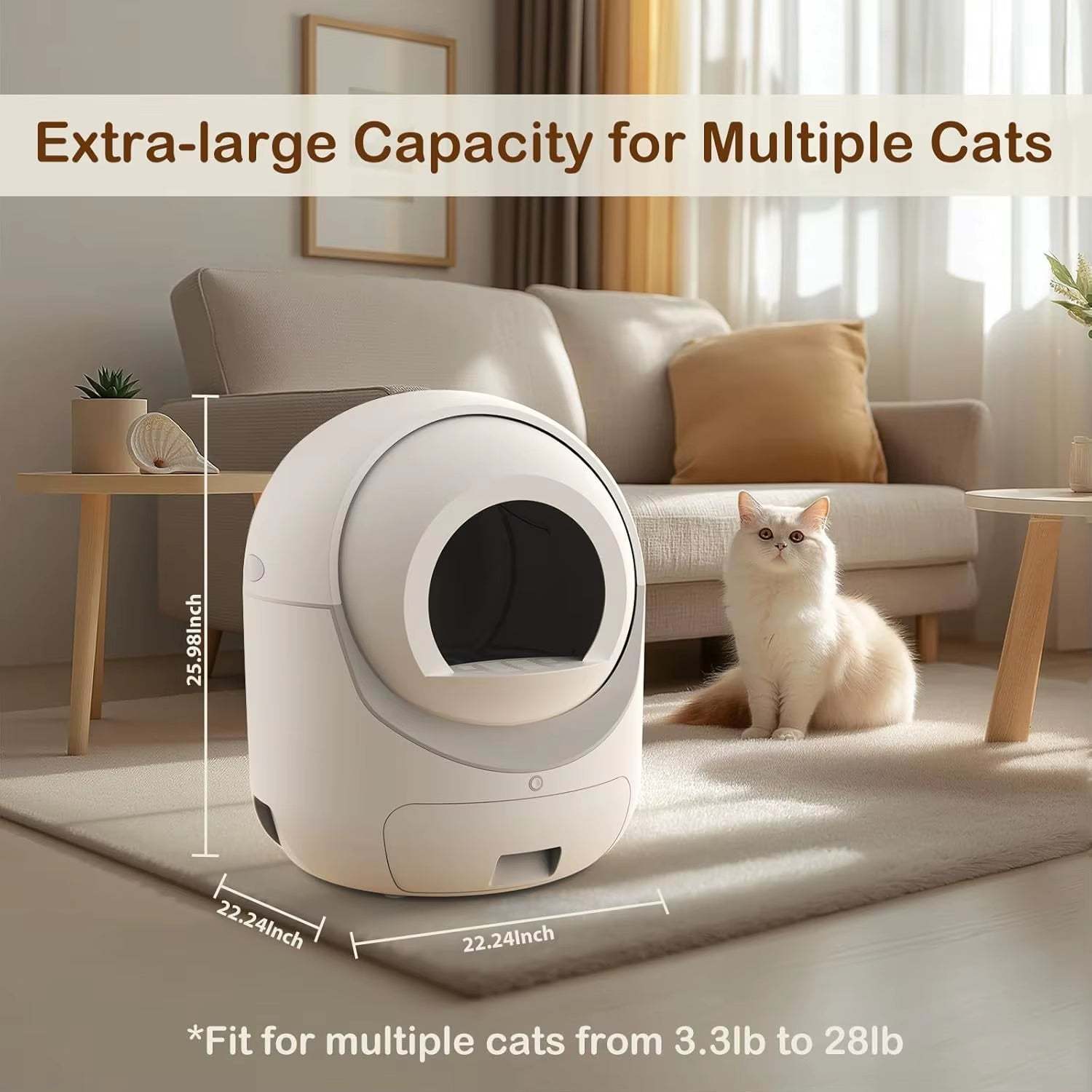Self Cleaning Cat Litter Box with APP Control, Automatic Liiter Box for Multiple Cats, Quiet Operation, Large, Customized