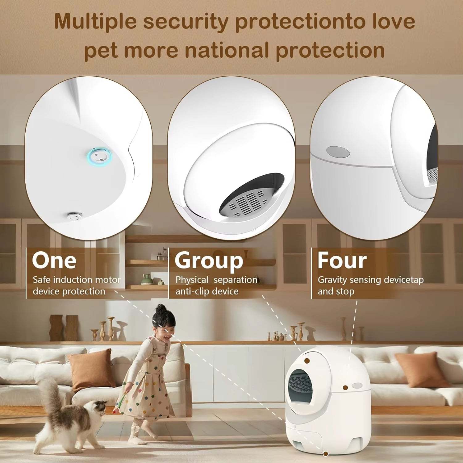 Self Cleaning Cat Litter Box with APP Control, Automatic Liiter Box for Multiple Cats, Quiet Operation, Large, Customized