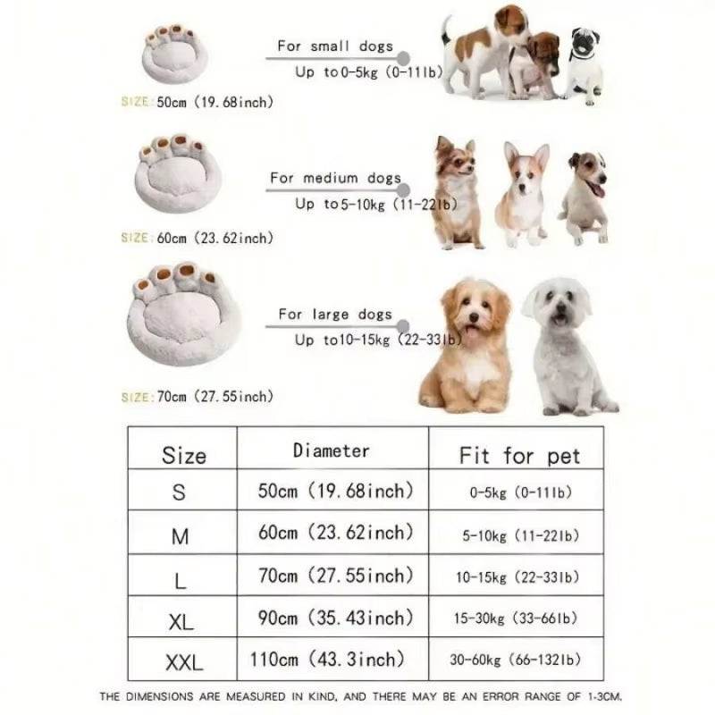 Winter Hot Cute Bear Paw Shaped Pet Bed,Warm and Comfortable Soft Dog round Bed.