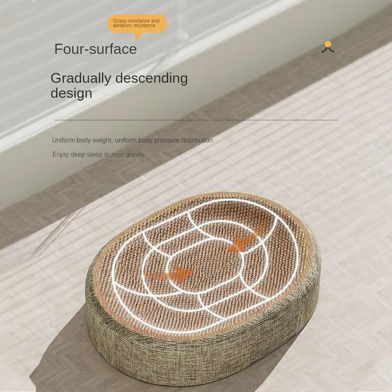 2In1 Cat Scratching Board Protect Furniture Grinding Claw Toys Oval Sisal Weaving Wear-Resistant Cat Nest Cat Accessories