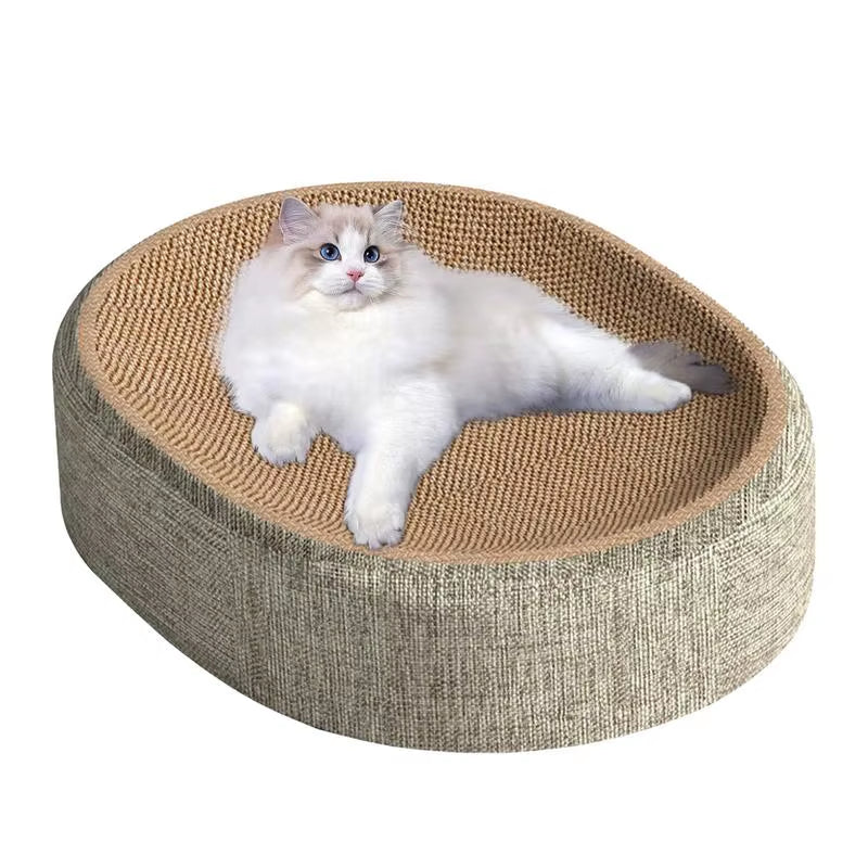 2In1 Cat Scratching Board Protect Furniture Grinding Claw Toys Oval Sisal Weaving Wear-Resistant Cat Nest Cat Accessories