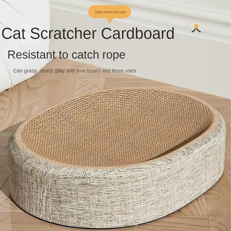 2In1 Cat Scratching Board Protect Furniture Grinding Claw Toys Oval Sisal Weaving Wear-Resistant Cat Nest Cat Accessories